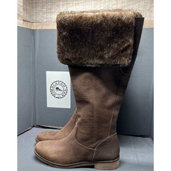 Lucky Brand General Tall faux fur lined over the knee boot Brown Women Sz 7 NEW